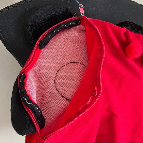 Lady Bug Round Bright Red Black Fuzzy Pillow Cover - Picture 9 of 15